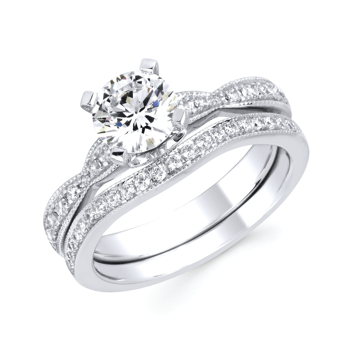 Forever Elegant&trade; 1/6 Ctw. Diamond Semi Mount shown with 1 Ct. Round Center Diamond in 14K Gold