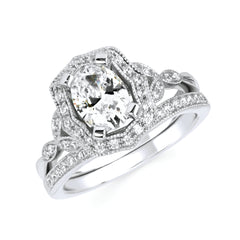 Forever Elegant&trade; 1/5 Ctw. Diamond Semi Mount shown with 1 Ct. Oval Center Diamond in 14K Gold
