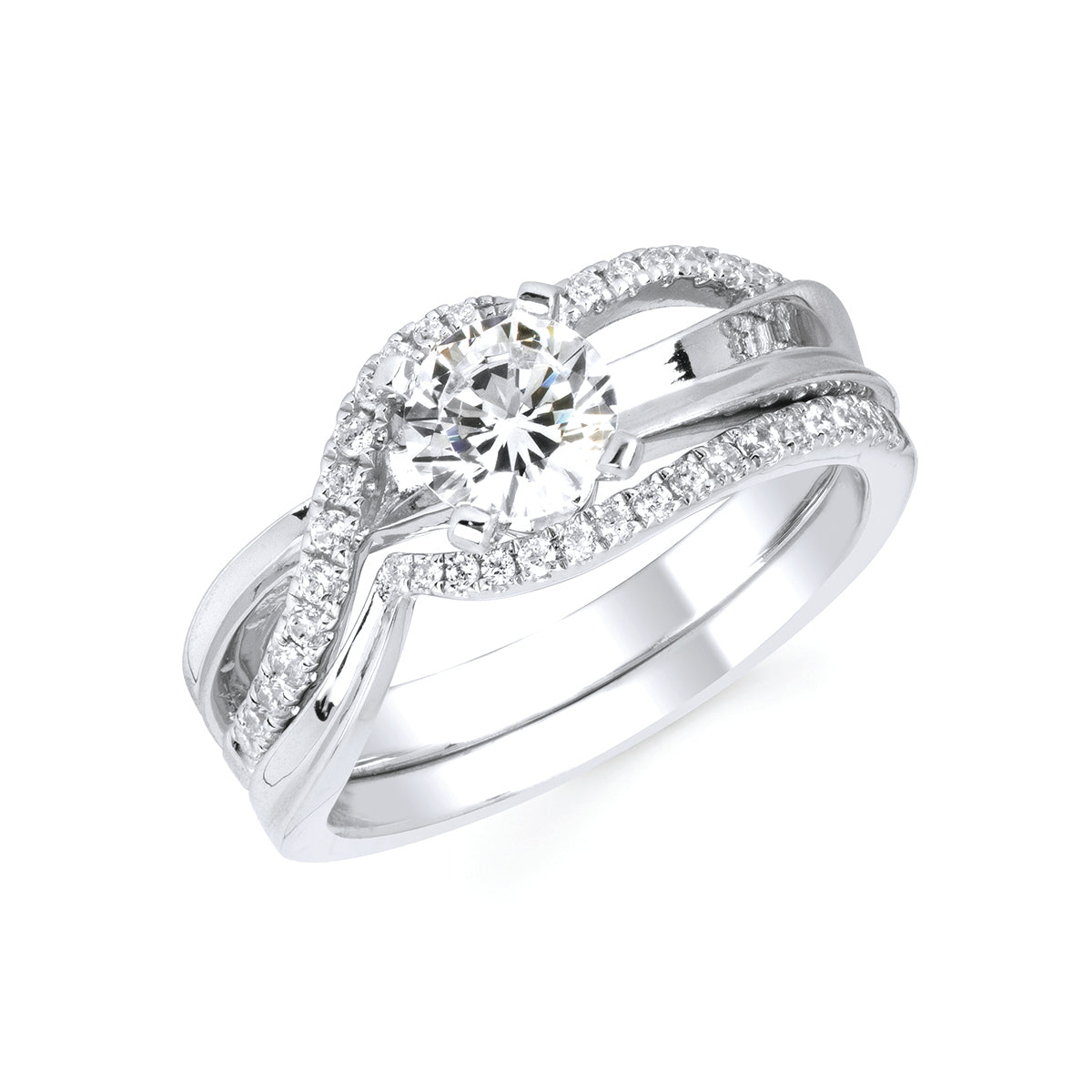 Forever Elegant&trade; 1/8 Ctw. Diamond Semi Mount shown with 3/4 Ct. Round Center Diamond in 14K Gold