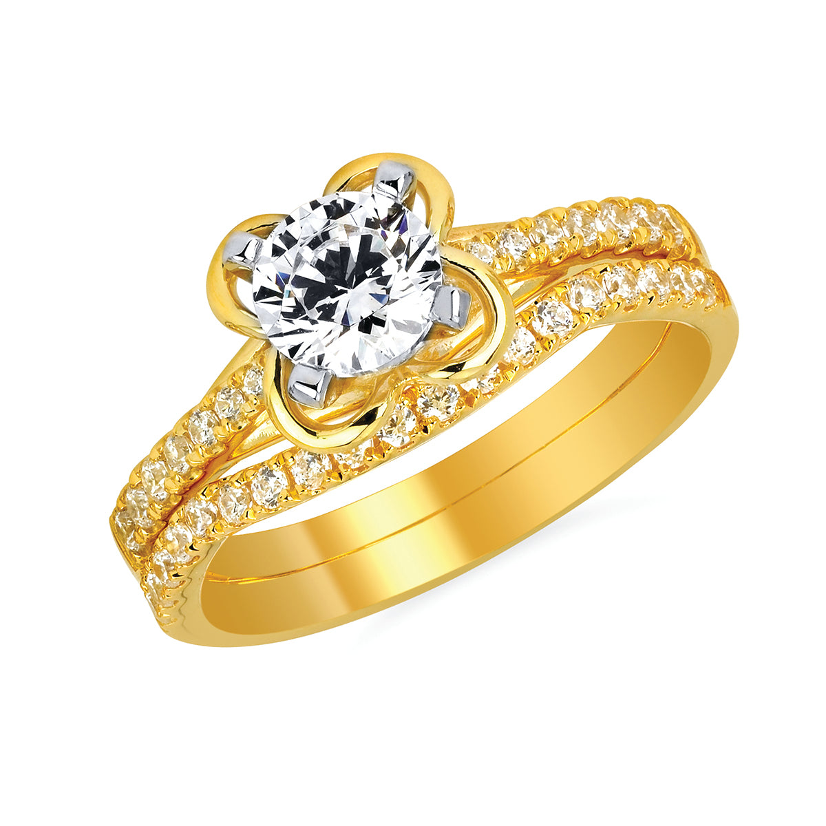 Forever Elegant&trade; 1/6 Ctw. Diamond Semi Mount shown with 3/4 Ct. Round Center Diamond in 14K Gold