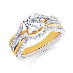 Forever Elegant&trade; 1/5 Ctw. Diamond Semi Mount shown with 1 Ct. Round Center Diamond in 14K Gold