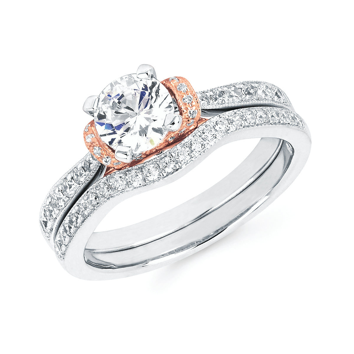 Forever Elegant&trade; 1/5 Ctw. Diamond Semi Mount shown with 3/4 Ct. Round Center Diamond in 14K Gold