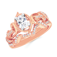 Forever Elegant&trade; 1/8 Ctw. Diamond Semi Mount shown with 1/2 Ct. Oval Center Diamond in 14K Gold