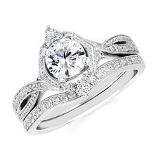 14K White Gold Unique diamond Halo Elegant Ring .17CTW (Semi-Mount)