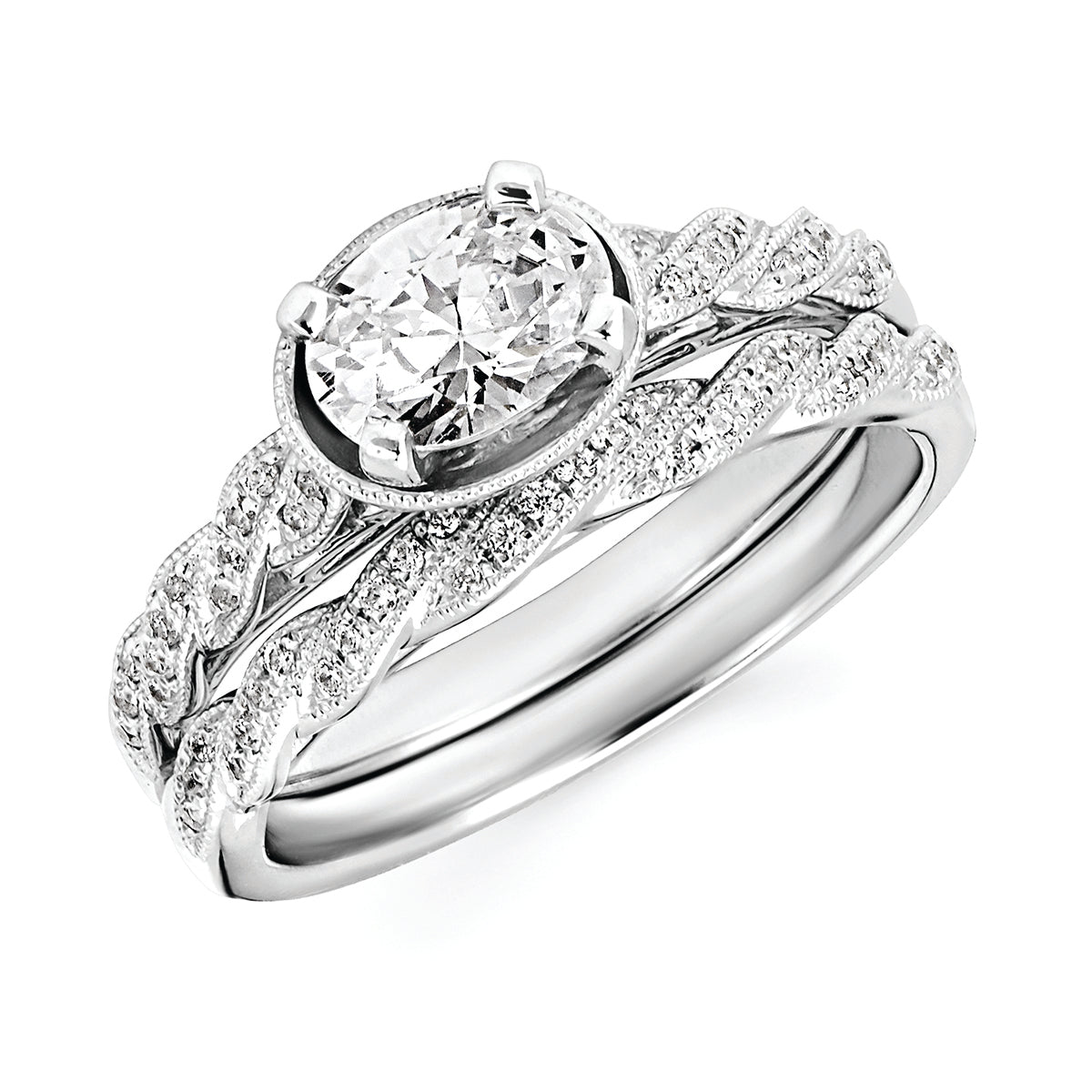 Forever Elegant&trade; 1/10 Ctw. Diamond Semi Mount shown with 3/4 Ct. Oval Center Diamond in 14K Gold