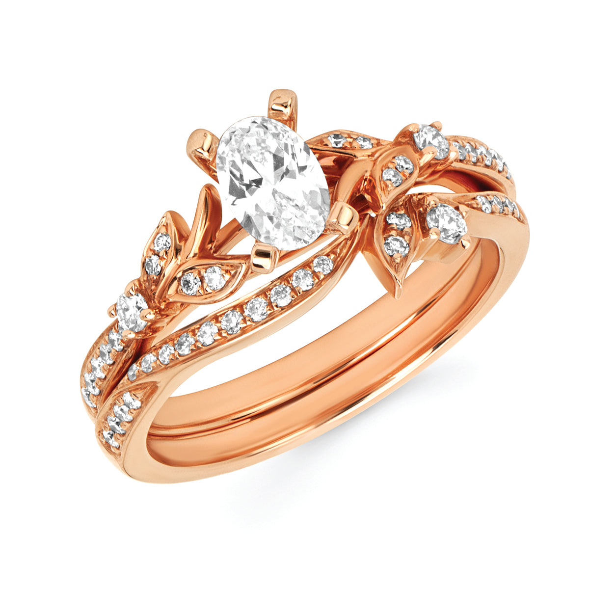 Forever Elegant&trade; 1/8 Ctw. Diamond Semi Mount shown with 1/2 Ct. Oval Center Diamond in 14K Gold