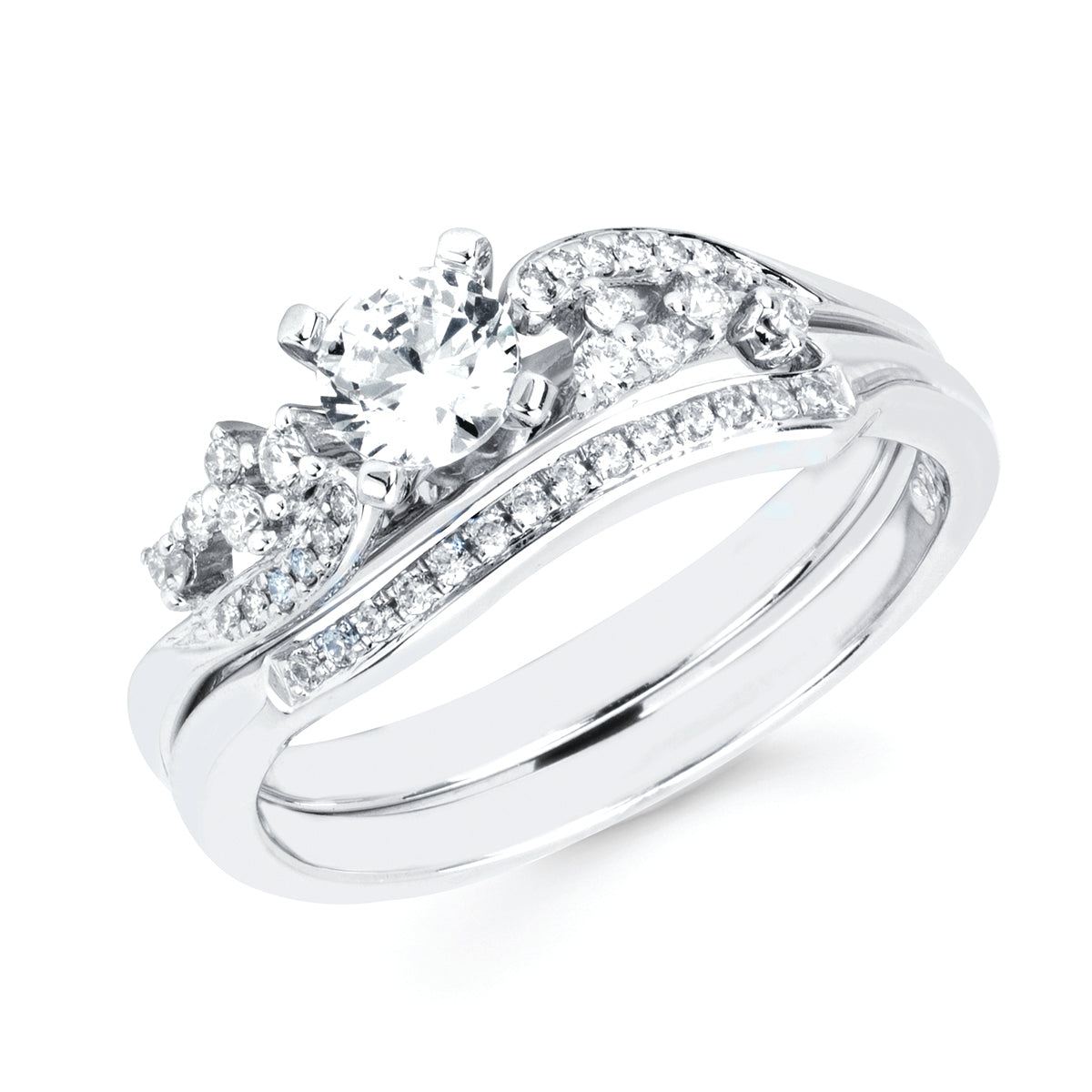 Forever Elegant&trade; 1/8 Ctw. Diamond Semi Mount shown with 1/2 Ct. Round Center Diamond in 14K Gold