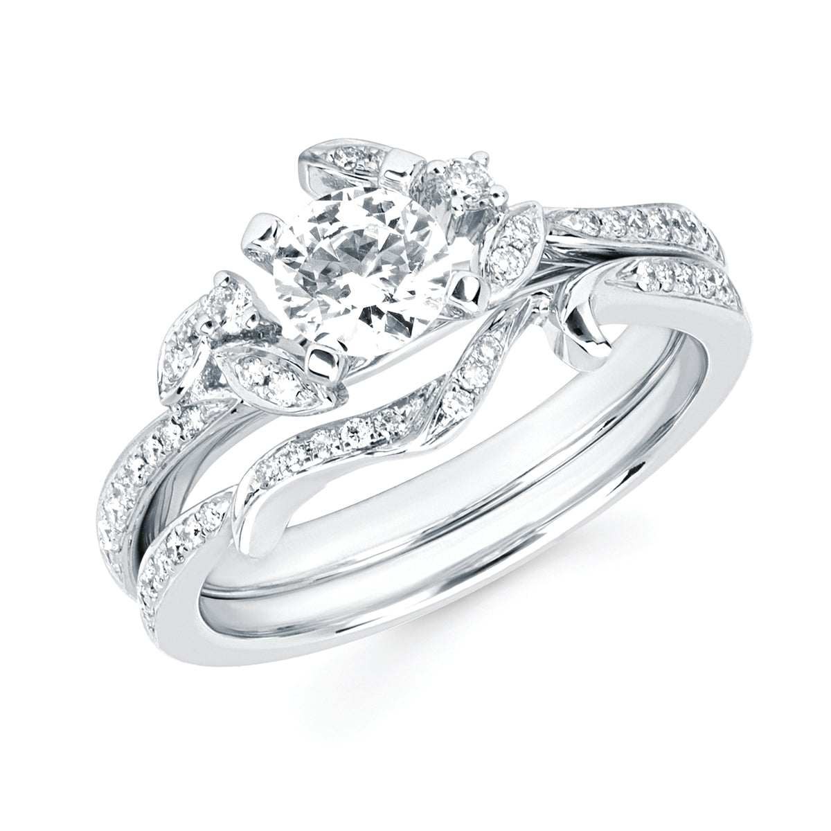 Forever Elegant&trade; 1/6 Ctw. Diamond Semi Mount shown with 3/4 Ct. Round Center Diamond in 14K Gold