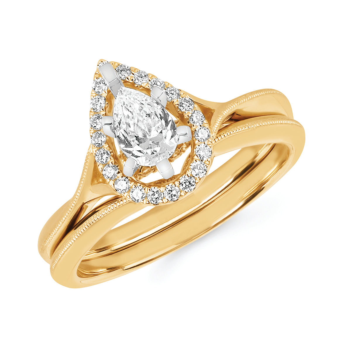 Forever Elegant&trade; 1/6 Ctw. Diamond Semi Mount shown with 1/2 Ct. Pear Center Diamond in 14K Gold