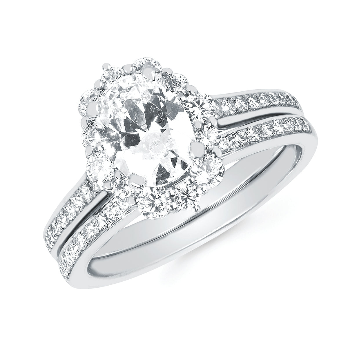 Forever Elegant&trade; 5/8 Ctw. Diamond Semi Mount shown with 1 Ct. Oval Center Diamond in 14K Gold