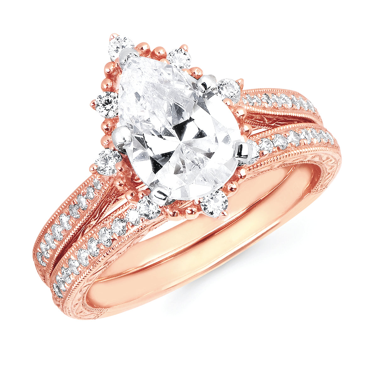 Forever Elegant&trade; 1/4 Ctw. Diamond Semi Mount shown with 1.50Ct. Pear Shape Center Diamond in 14K Gold