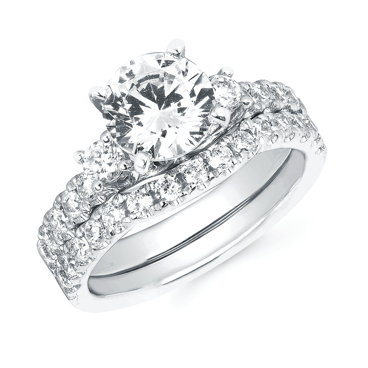 Forever Elegant&trade; 1/2 Ctw. Diamond Semi Mount shown with 1.50Ct. Round Center Diamond in 14K Gold