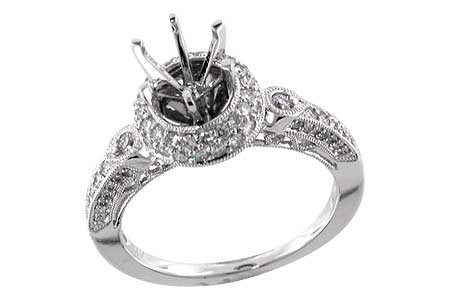 14K White Gold Ladies Engagement Ring for Round Brilliant Diamond