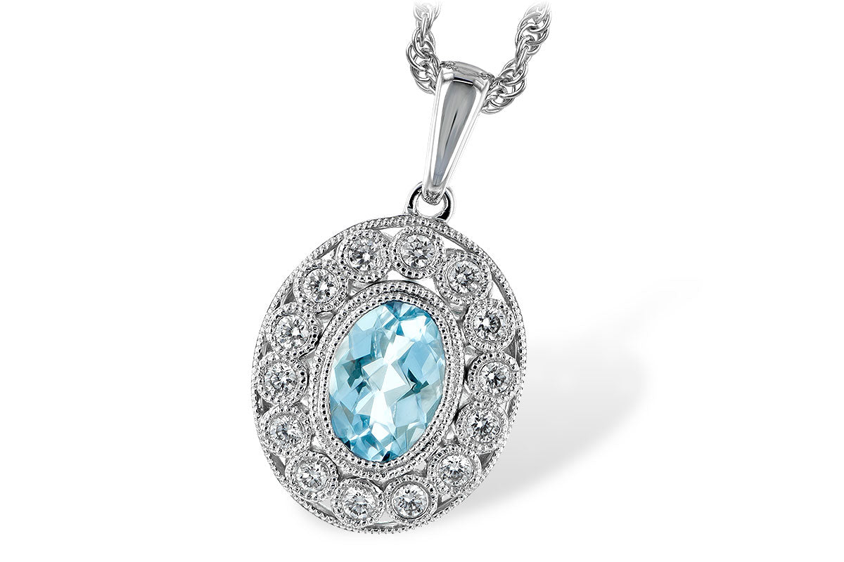14KT White Gold Necklace with Aquamarine