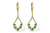14KT Yellow Gold Green Garnet Leverback Earrings