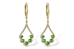 14KT Yellow Gold Green Garnet Leverback Earrings