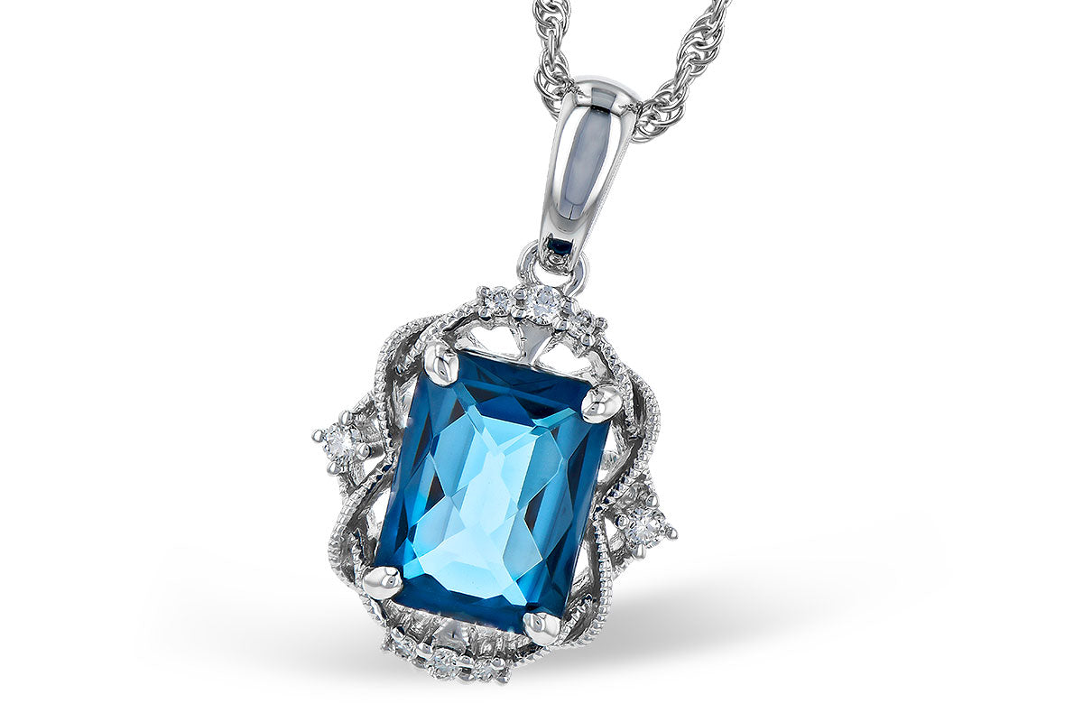 London Blue Topaz Gemstone Pendant with Chain