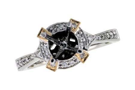 14KT Gold Semi-Mount Diamond Engagement Ring in Two Tone