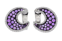 14K Gold Amethyst and Diamond Earrings with Black Rhodium