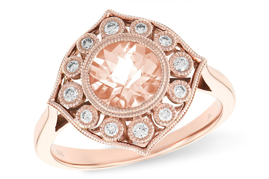 Vintage Inspired 14K Rose Gold Morganite Ring