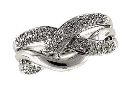 14KT Gold Ladies Diamond Pave Woven Ring