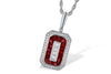 14K Gold Ruby with Diamond Art Deco Style Necklace