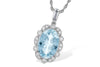 14KT White Gold Oval Aquamarine Necklace