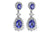 14K White Gold Oval Tanzanite and Diamond Dangle Earrings