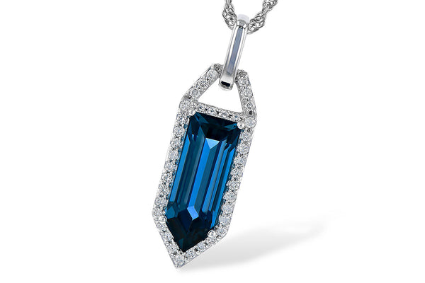 14K Geometric Lines London Blue Topaz Necklace