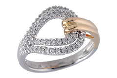 14K Tow Tone Diamond Clasp Fashion Ring