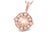 14KT Rose Gold Round Morganite Necklace with Diamond Accented Halo