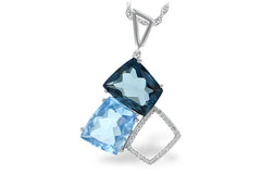 14KT Gold Blue Topaz Geometric Gemstone Necklace