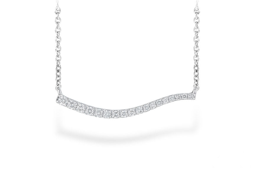 14KT White Gold Diamond Wave Bar Necklace