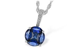 Blue Sapphire Necklace with Diamond Accents in 14K Gold