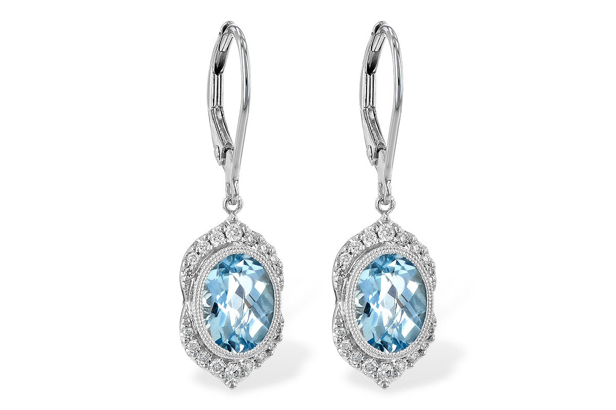 White Gold Aquamarine & Diamond Earrings 2.24CTW