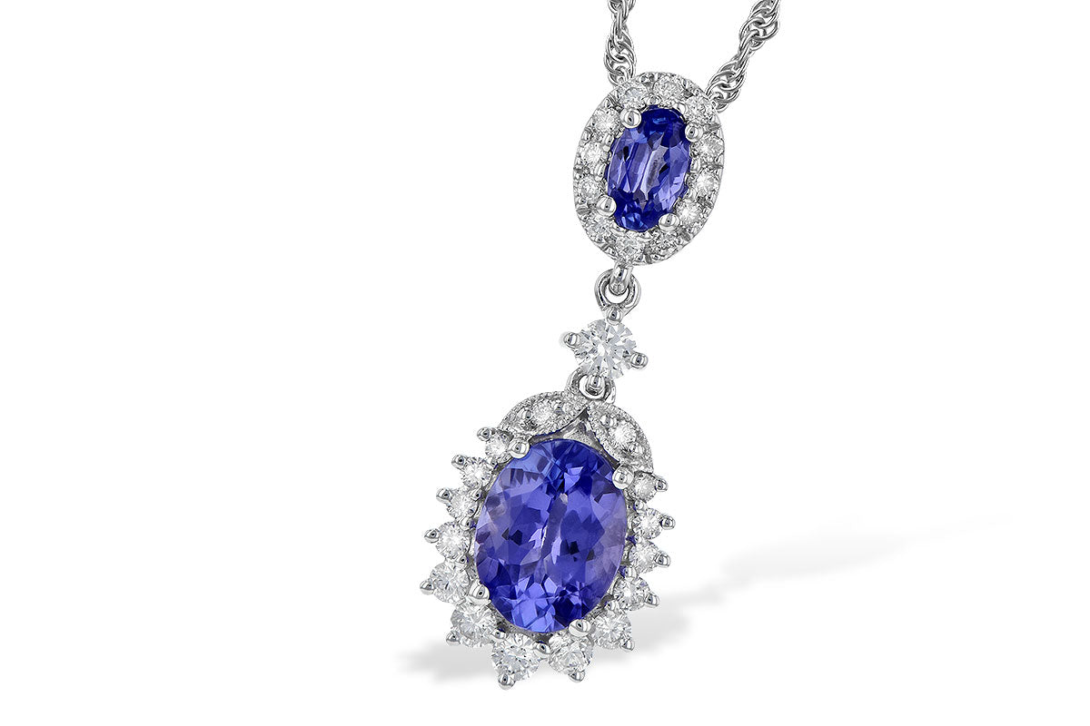 14K White Gold Two Oval Tanzanite Necklace