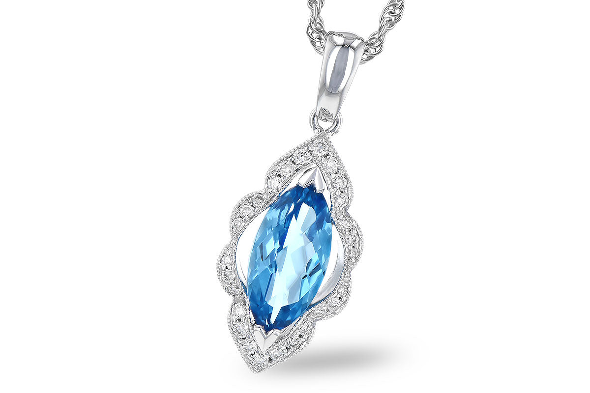 14K White Gold Marquise Topaz Necklace