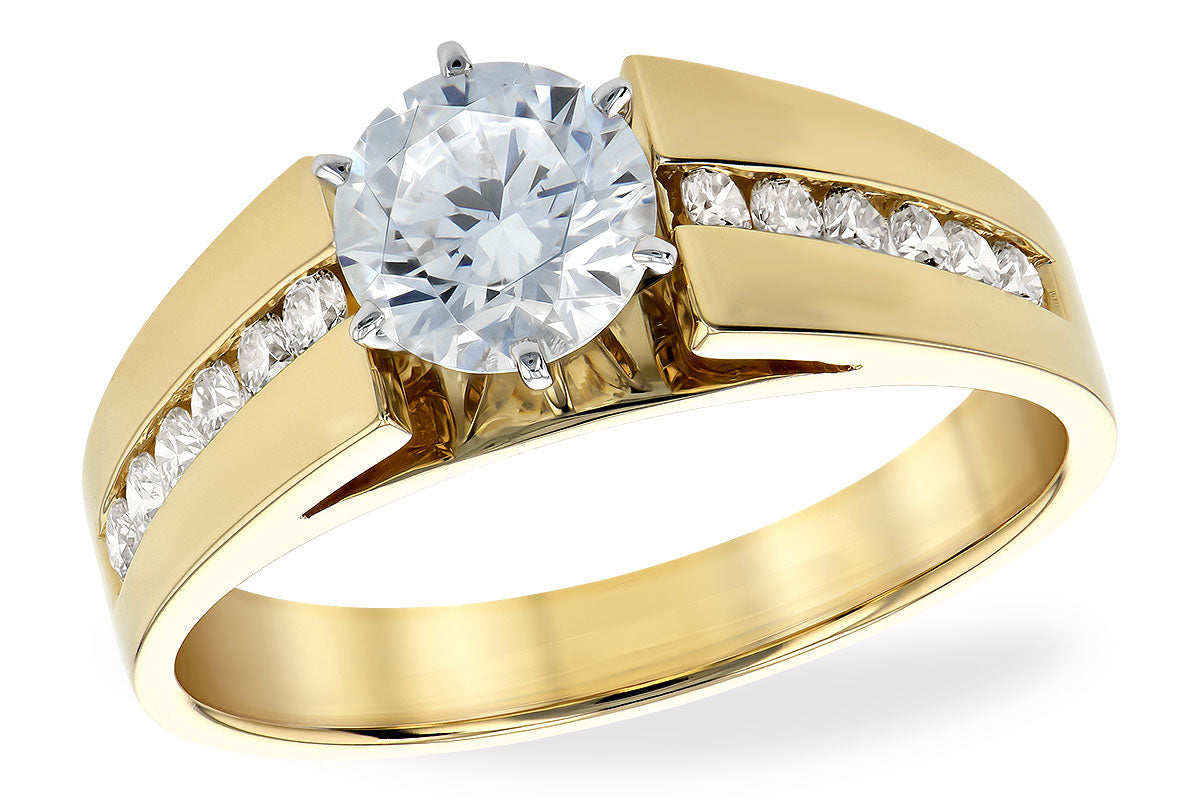 14K Yellow Gold Cathedral Channel Set Diamond Semi-Mount Engagement Ring