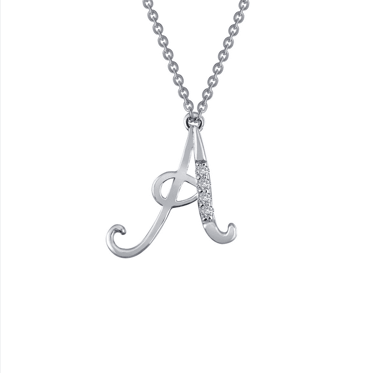 SS Sim Dia Initial A Necklace.