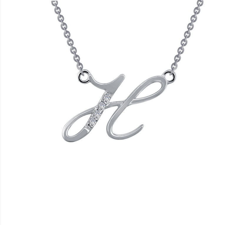SS Sim Dia Initial H Necklace.
