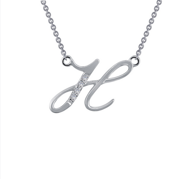 SS Sim Dia Initial H Necklace.