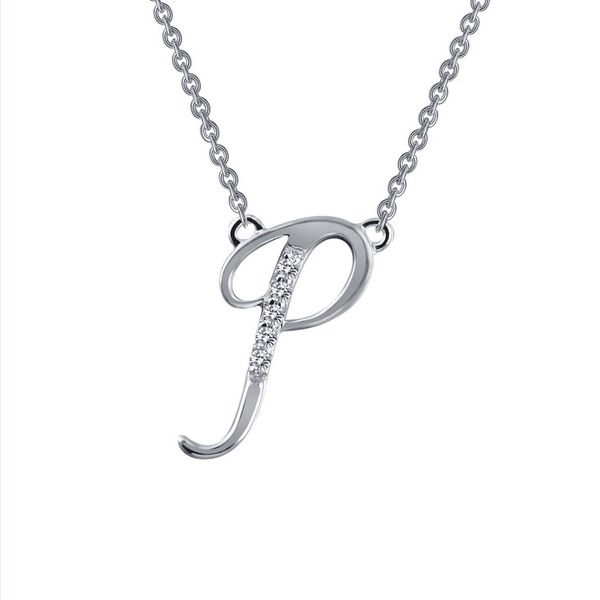 SS SIm Dia Initial P Necklace.