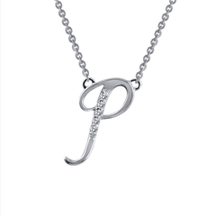 SS SIm Dia Initial P Necklace.