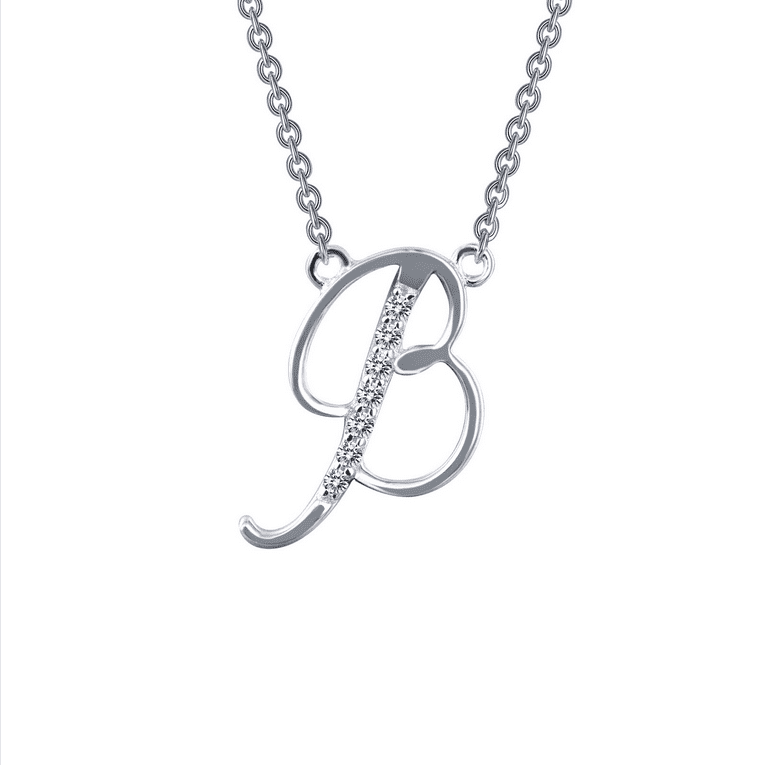 SS Sim Dia Initial B Necklace