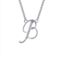 SS Sim Dia Initial B Necklace.