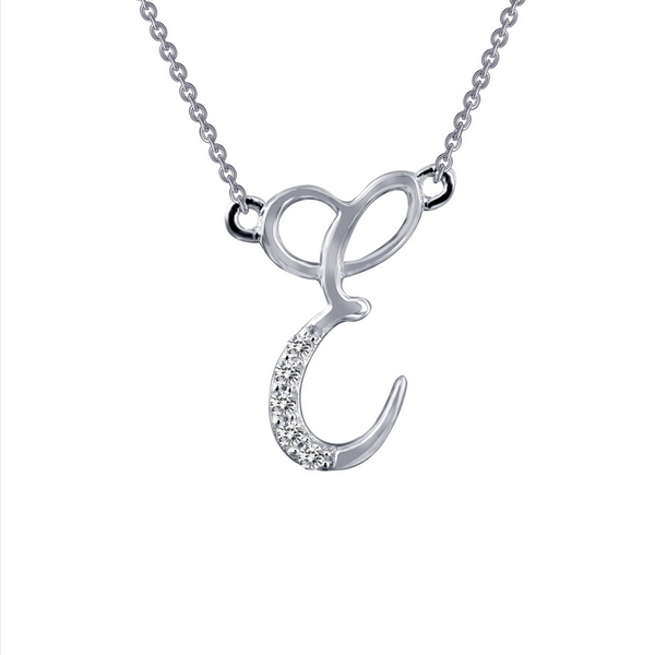 SS Sim Dia Initial E Necklace.