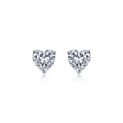 SS 3.5CTW Heart Sim Dia Studs.