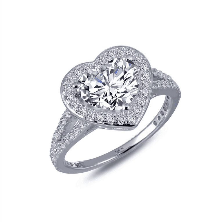 SS 2.27CTW Heart Shape Sim Dia Halo ER w/ Split Shank.