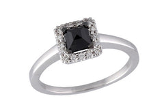 14K White Gold Black & White Diamond Ring
