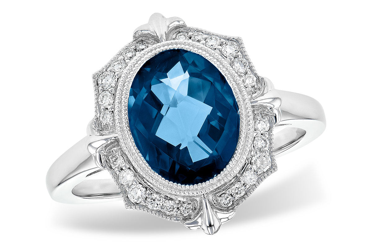 14KT Gold Vintage-Inspired London Blue Topaz Ring